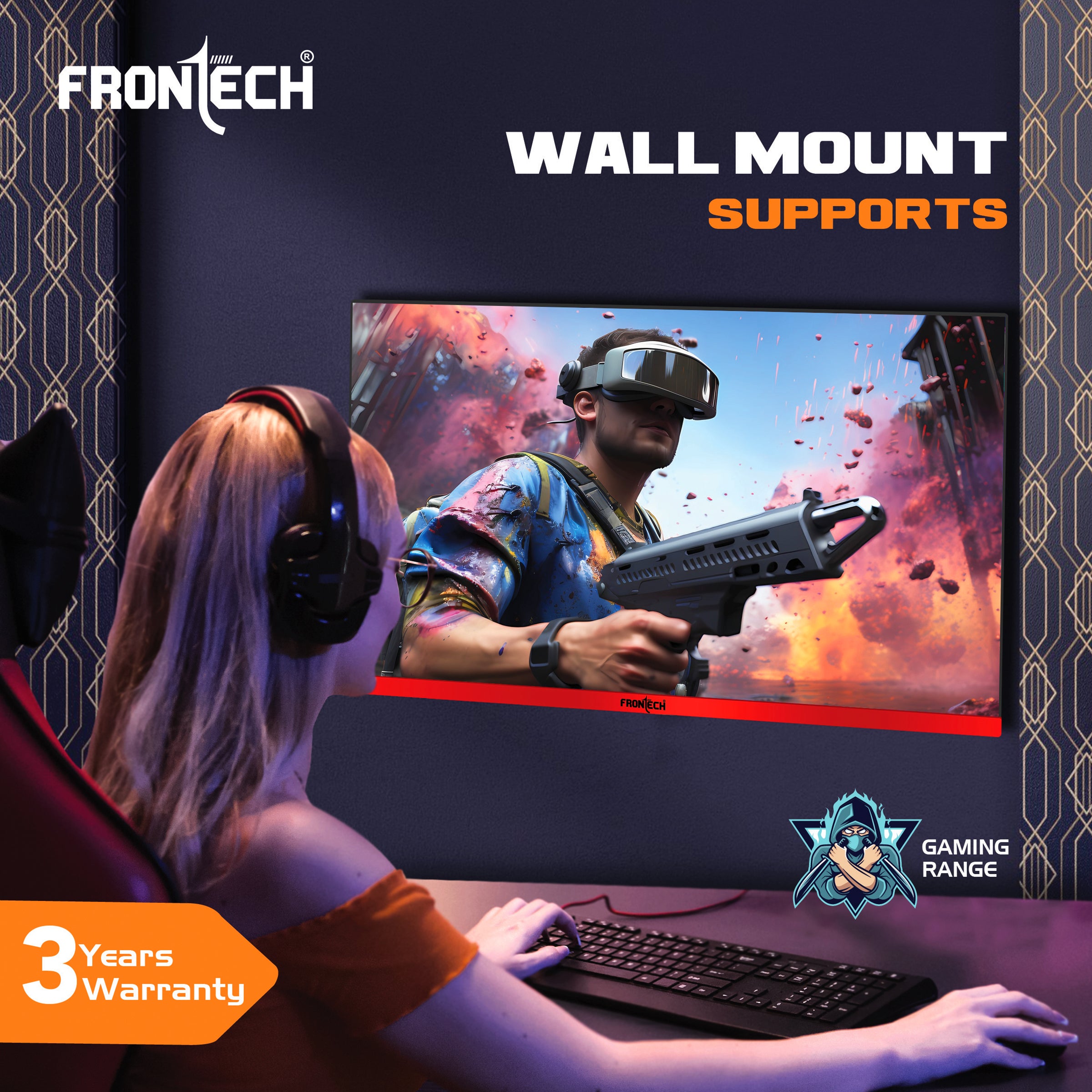 Frontech 27-inch (68.58 cm) Curved Gaming Monitor | 200Hz Refresh Rate | Full HD 1080p | Free Sync | Flicker-Free | HDMI & DP Dual Input (MON-0052) Frontech 27-inch (68.58 cm) Curved Gaming Monitor | 200Hz Refresh Rate | Full HD 1080p | Free Sync | Flicker-Free | HDMI & DP Dual Input (MON-0052)